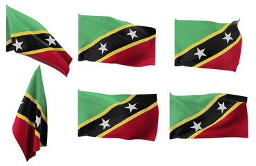 Large pictures of six different positions of the flag of Saint Kitts and Nevis