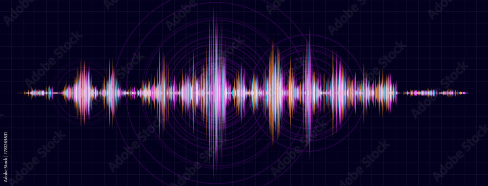 Poster Abstract Digital EQ Equalizer. Sound Wave Design Element. Speaking Sound Wave Vector Illustration. Artificial Intelligence AI Assistant Voice Visualization.
