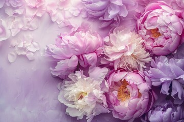 Stunning Pink and White Peonies on a Vibrant Purple Background Blooming with Elegance and Beauty