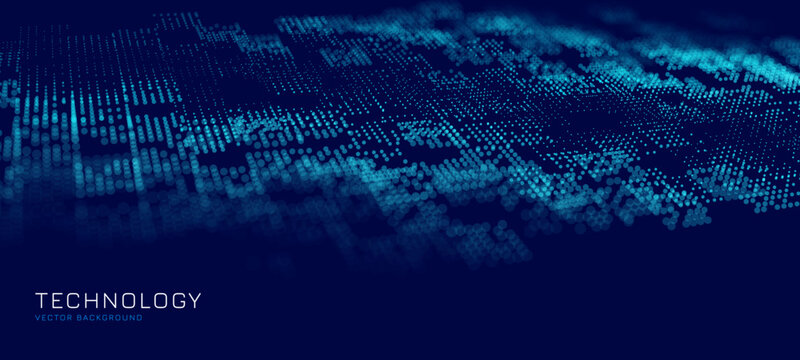 Hi Tech Network Connection Grid. 3D Technology Style Baner Design. Technology Vector Illustration. Futuristic Design for Technology or Science Event. Perspective Grid with Depth of Field Effect (DOF)