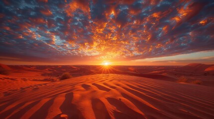 A pristine beauty of the Sahara Desert at sunrise With shifting sand and a golden glow. - obrazy, fototapety, plakaty