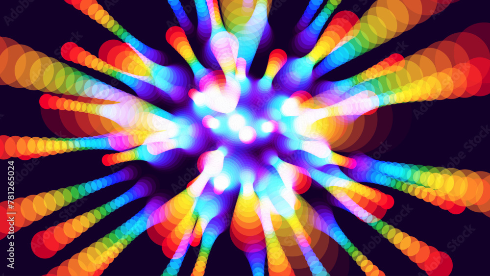 Fototapete Abstract Rainbow Halo Rays Background. Starburst or Sunburst with Rainbow Colors. Prism Light Rays Reflections. Holographic Lens Flare Reflections Design Element. Vector Illustration.