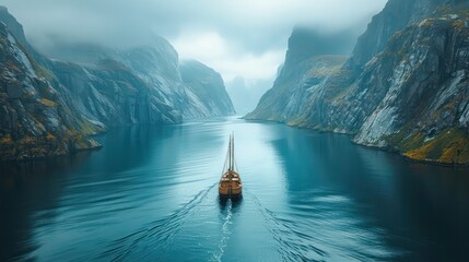 Norway's beautiful fjords cut deep into the rugged coastline. For adventure seekers and nature lovers - obrazy, fototapety, plakaty
