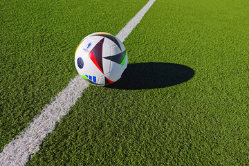Fototapeta premium Germany, Hesse, Offenbach am Main, 28.01.2024 a EURO 2024 UEFA bal on the green grass - 2024 Germany