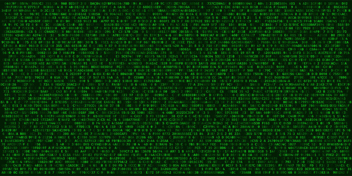 Abstract Green Matrix Code Technology Background. Binary Computer Code. Programming, Coding, Hacker Concept. Binary Numbers 0 and 1 Falling. Vector Background Illustration.