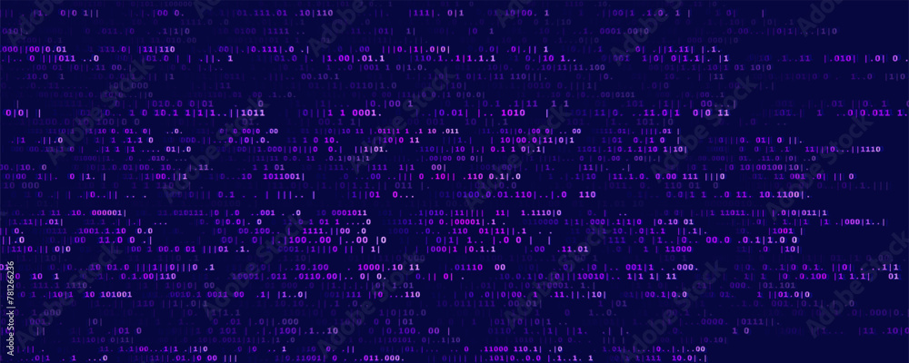 Fototapete Abstract Binary Software Programming Code Background. Random Parts of Program Code. Digital Data Technology Concept. Random Binary Data Matrix Wide Vector Illustration.