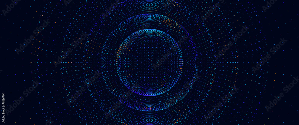 Poster Abstract 3D Spheres Inside Bigger Spheres. Futuristic Technology Style. Vector Illustration. Futuristic Astronomy Science Abstract Solar System Tech HUD Backdrop.
