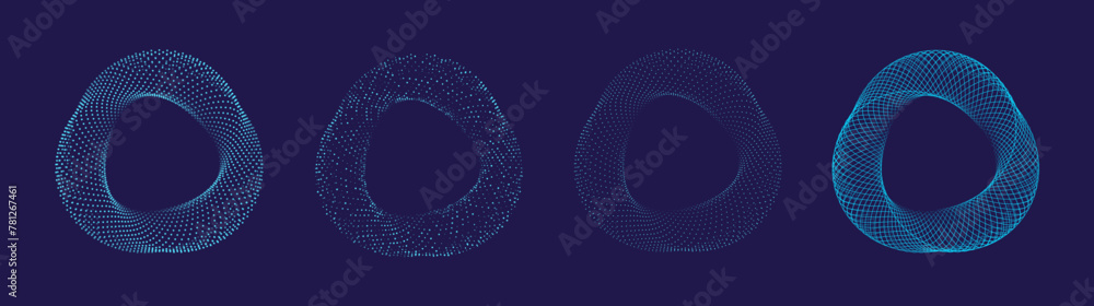 Poster Abstract Blue Mobius Strip. Dynamic Round Shape. Abstract Modern Graphic Design Element. Geometric Symbol. Colorful Gradient Blend Design. Creative Vector Template. Impossible Circle Sign.