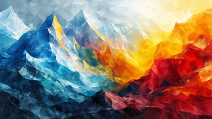 Vibrant geometric abstract art with a dynamic blend of shapes and colors - obrazy, fototapety, plakaty