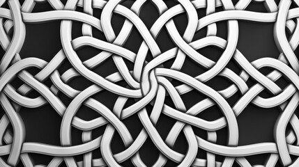 Intricate Celtic knot pattern in black and white line art
