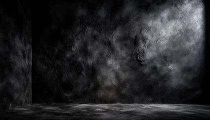 Muurstickers fond d un mur noir texture ciment beton ambiance sombre arriere plan pour conception et creation graphique © William