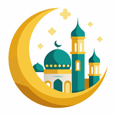 Eid Mubarak Moon and Mosque Vector Celebrate with Stunning Graphics