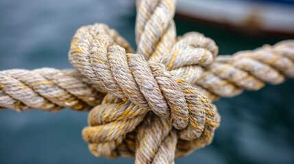 Close-up of knotted rope - obrazy, fototapety, plakaty