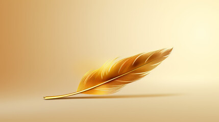 Warm Golden Feather on Amber Backdrop