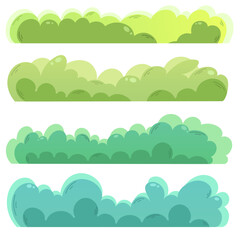Color vector illustration depicting various bushes. Nature illustration, shades of green