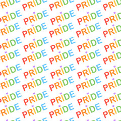 Color vector illustration with a seamless pattern on the theme of lgbt. Pride month, rainbow, heart, lettering