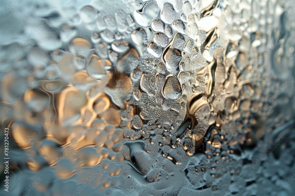 Poster textured frosted glass window displaying sophisticated metallic patterning, perfect for various desi