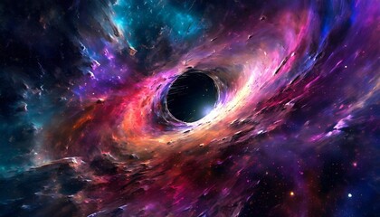 black hole in outer space colorful abstract space background sci fi illustration generative ai