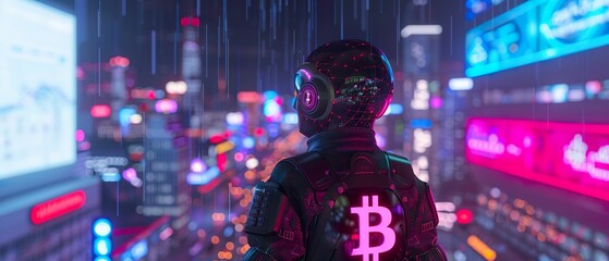 Bitcoin futuristic attire - obrazy, fototapety, plakaty