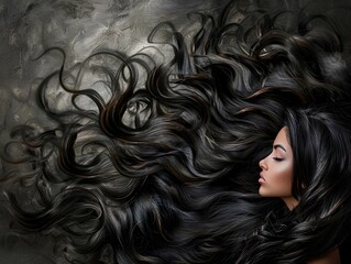 woman with long angular hair blowing out the curls