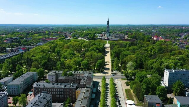 Aerial view of The Jasna Gora Monastery in Czestochowa