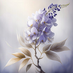 Wisteria-Glicynia. Fioletowy kwiat, dekoracja ścienna. Wzór kwiatowy. Tapeta kwiatowa