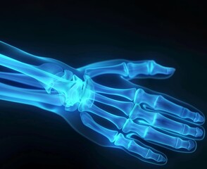 An image showing x ray bone structure of a human hand, Medical examination, anatomy study, healthcare concept