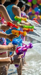 High-speed water splash battles Songkran festival