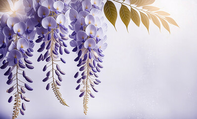 Wisteria-Glicynia. Kwiatowe tło, dekoracja na ściane. Wzór kwiatowy, tapeta kwiatowa