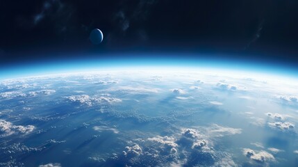 Our blue planet Earth suspended in space, a mesmerizing view against the backdrop of the cosmic environment