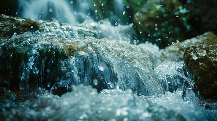 A close-up of a small waterfall