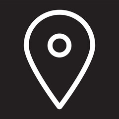 Location icon vector. Pin icon logo design. Pointer symbol isolated on black background