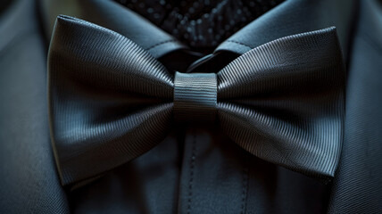 Male formal bow tie and suit. - obrazy, fototapety, plakaty