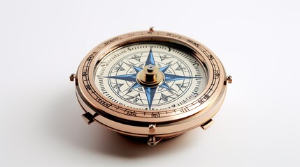 A highly detailed ancient navigational compass instrument isolated on a white background, symbolizing exploration