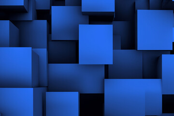 Abstract Cubic Illusion: 3D Blue Cubes Composition