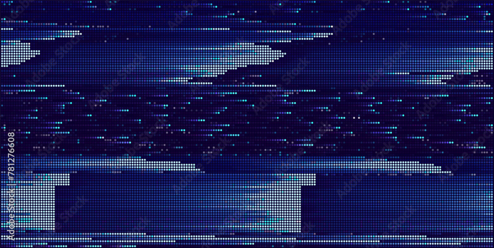 Leinwandbilder Blue Pixels Glitch Screen Effect Background. Abstract Digital Pixel Dots Noise Glitch Error. Overlay Texture Pixel Sorting Effect Illustration. Modern Sci-Fi Game Vector Background.