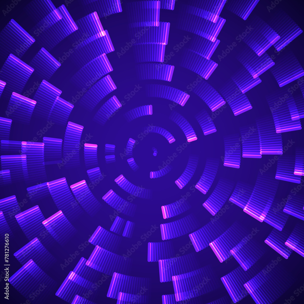 Fototapete Purple Circular Geometric Vortex. Abstract Circular Swirl Lines. Moving Circles Vector Background.