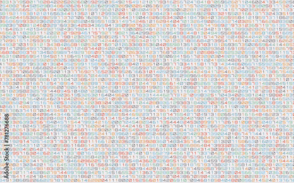 Leinwandbilder Mathematics Background - Different Numbers in Random Pattern with Random Highlights. Colorful School Pattern for Children. Multicolor Math Physics Code Vector Illustration.