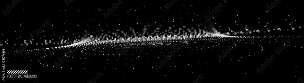 Poster abstract black hole background. concentric circle rings vortex in space. universe and starry concept
