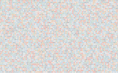 Mathematics Background - Different Numbers in Random Pattern with Random Highlights. Colorful School Pattern for Children. Multicolor Math Physics Code Vector Illustration.