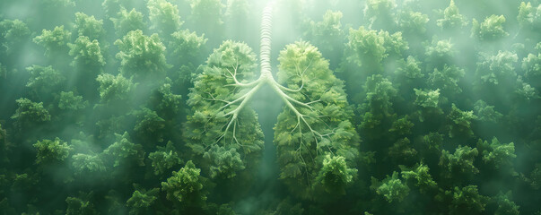 Green forests are the lungs of the earth. Climate changing and saving environment concept.