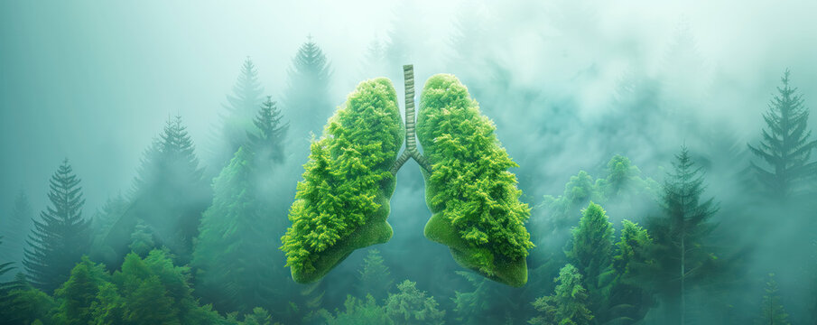 Green forests are the lungs of the earth. Climate changing and saving environment concept.