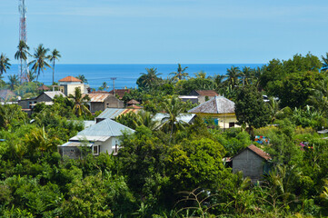 The View Of Settlement Areas Amidst Lush Green Fields And Trees In The Rural Countryside Of Ringdikit, Buleleng, Bali, Indonesia