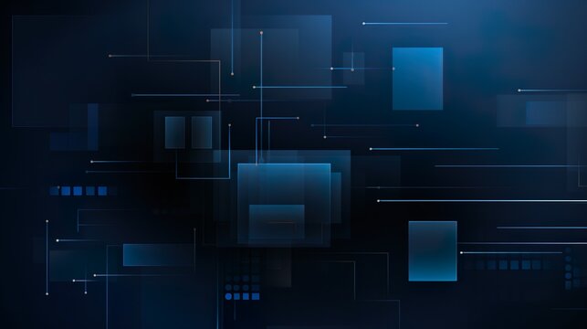 This abstract digital creation features complex geometric patterns in shades of blue, resembling a technological or futuristic concept