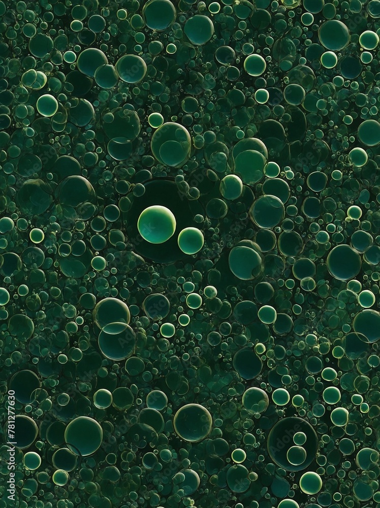 Poster mesmerizing array of green bubbles of various sizes fills entire frame, creating visually stunning p