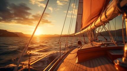 Sailing at Sunset - Tranquil Sea Journey Amidst Nature