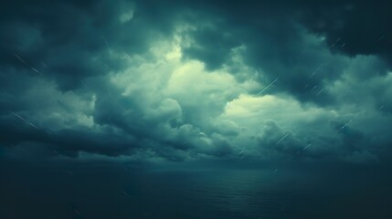Obraz premium Dark and foreboding storm clouds loom over a wildly turbulent ocean, capturing the raw power of nature
