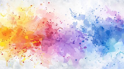 Splatters of colorful color on a watercolor texture...
