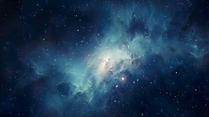 Obraz premium Deep space digital art depicting a sprawling blue and white nebula set against a canvas of countless stars