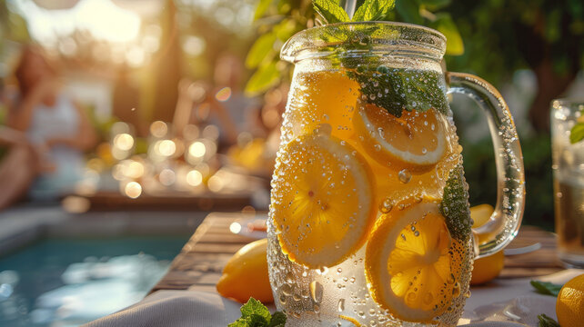 Lemonade pitcher on a summer table